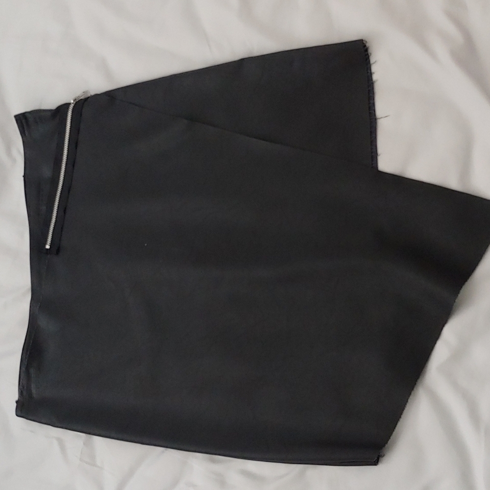 Asymmetric leather skirt